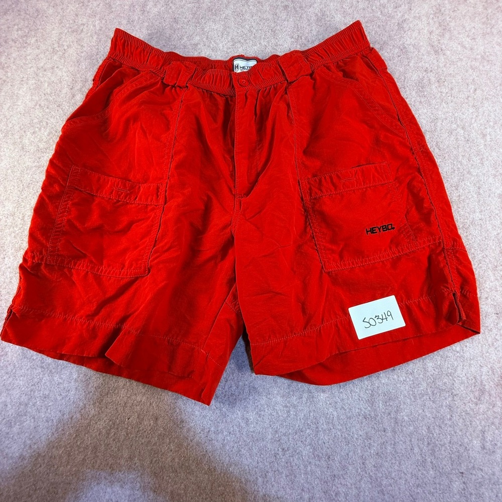 Heybo Outdoors Mens Red Performance Nylon Fishing‎ Cargo Shorts Size Large L